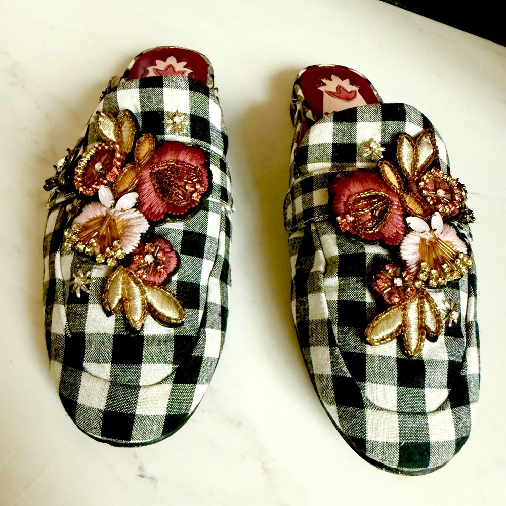 Sam Edelman slides Floral Embroidered Beads Women's Shoes Mule Slippers Size 6M